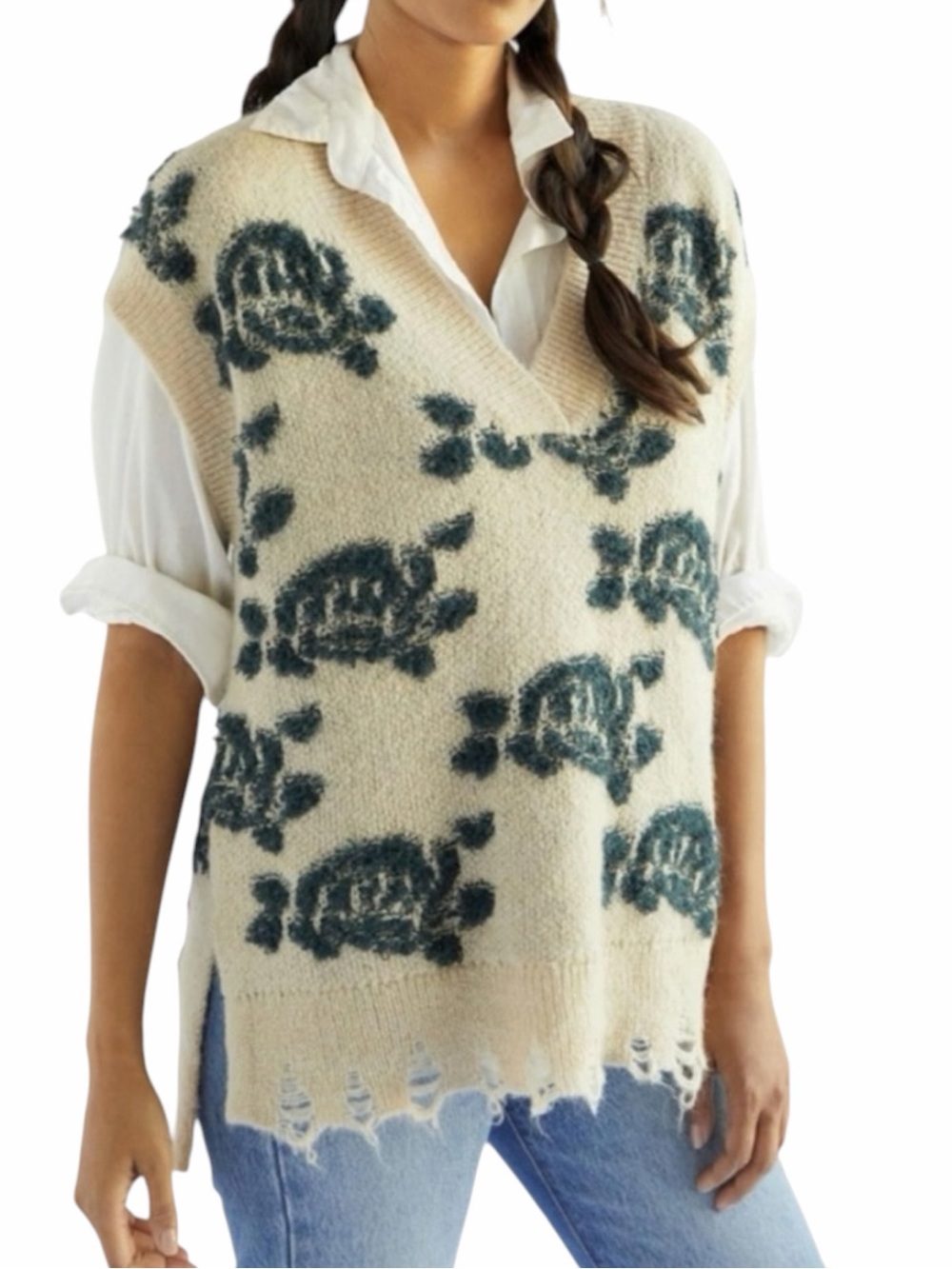 NEW ANTHROPOLOGIE Maeve Distressed Wool Blend Sweater Vest Size Small